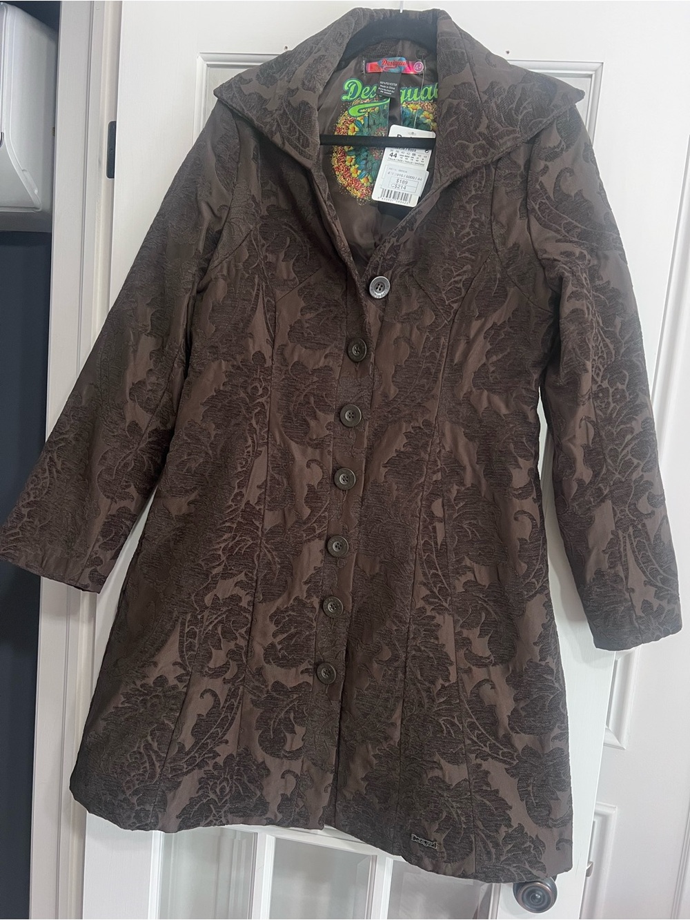 Desigual Women's Dark Brown Patterned Trench Coat